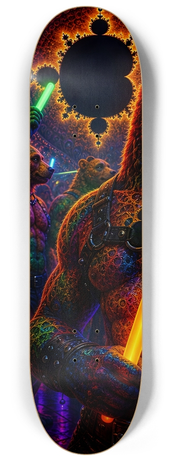 Psychedelic Fractal Brown Leather Bears #28 #1 8-1/4 Skateboard Deck