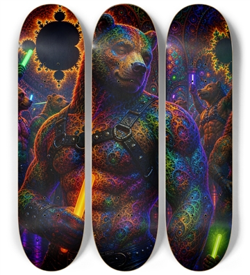 Psychedelic Fractal Brown Leather Bears #28