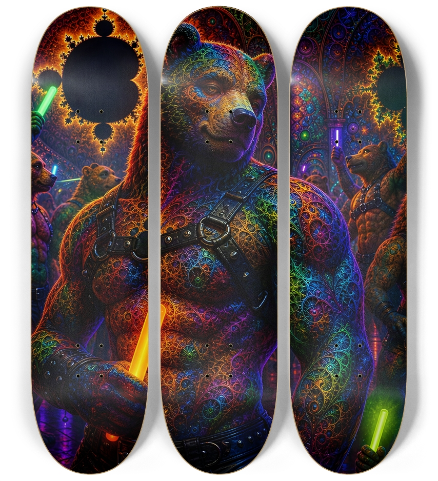 Psychedelic Fractal Brown Leather Bears #28