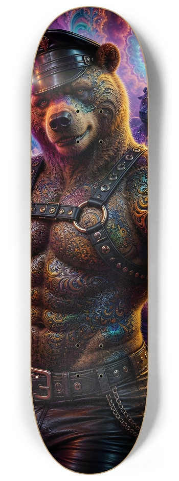 Psychedelic Fractal Brown Leather Bears #19 #2 8-1/4 Skateboard Deck