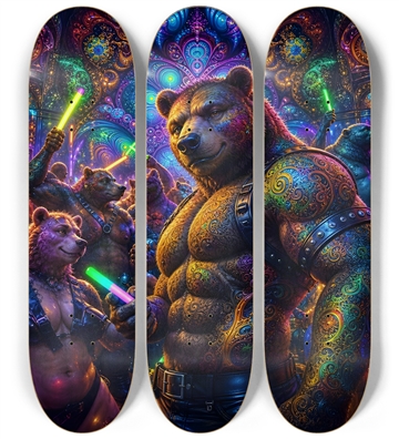 Psychedelic Fractal Brown Leather Bears #26