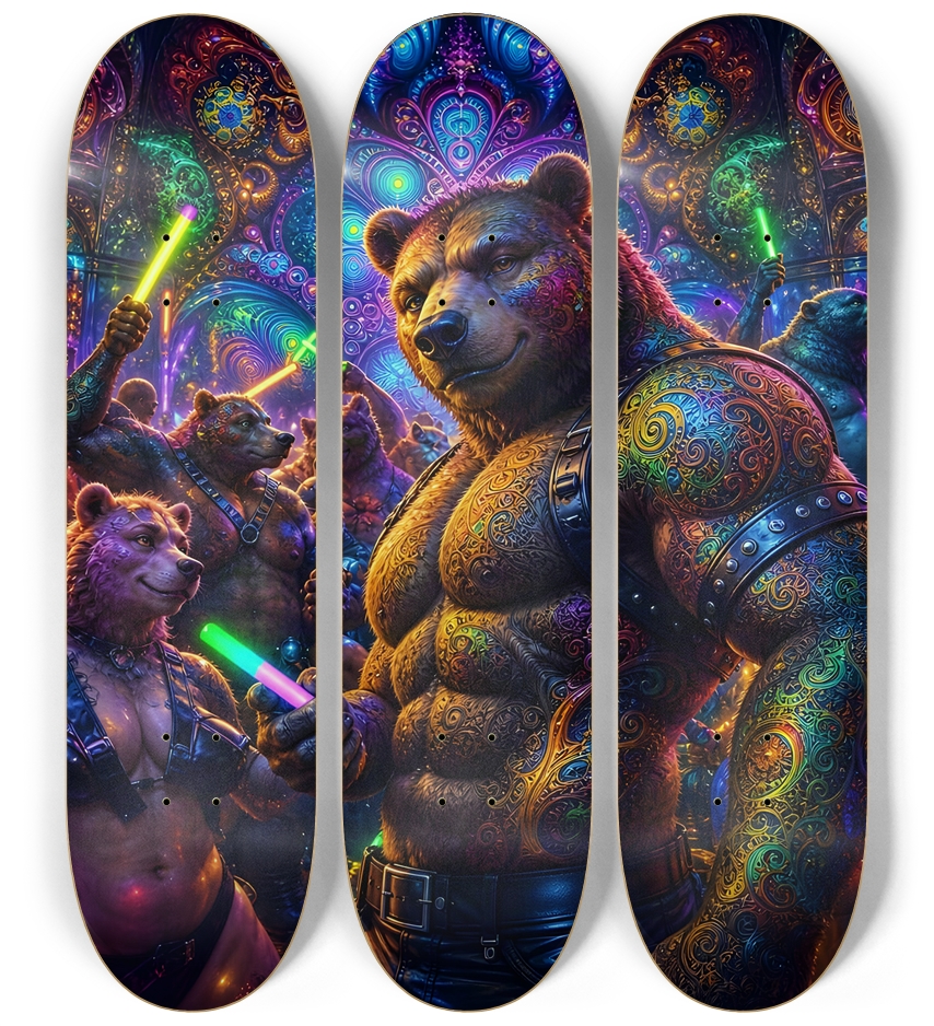 Psychedelic Fractal Brown Leather Bears #26