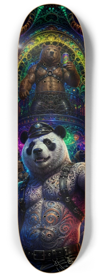 Psychedelic Fractal Leather Bears #7 #2 8-1/4 Skateboard Deck