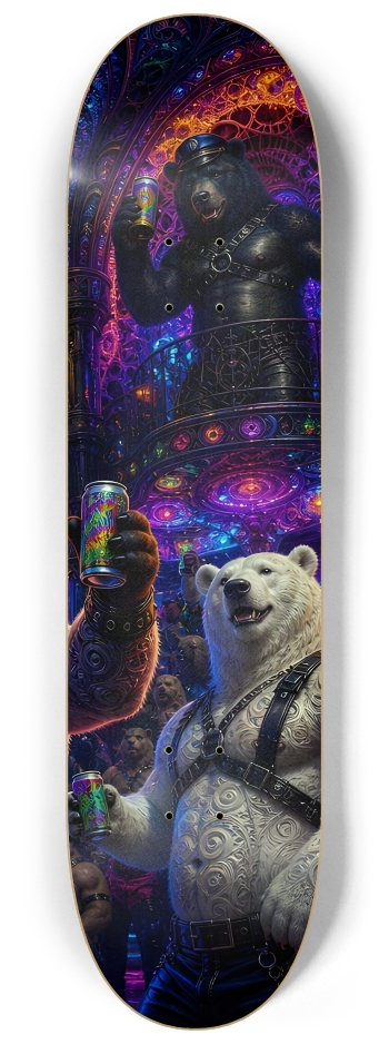 Psychedelic Fractal Leather Bears #7 #3 8-1/4 Skateboard Deck