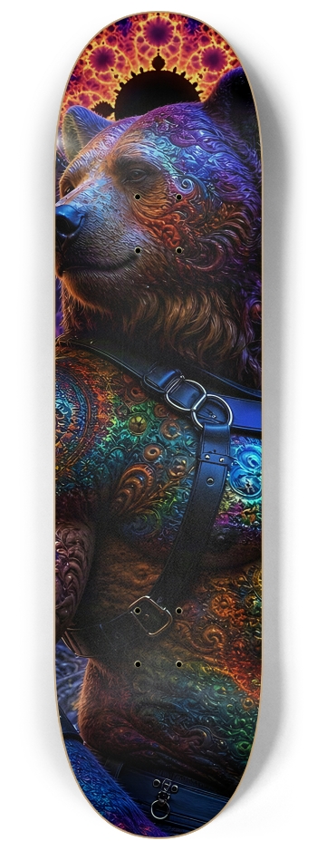 Psychedelic Fractal Brown Leather Bears #15 #2 8-1/4 Skateboard Deck