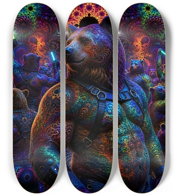 Psychedelic Fractal Brown Leather Bears #15