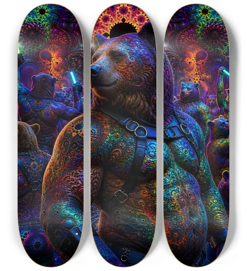 Psychedelic Fractal Brown Leather Bears #15