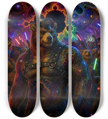 Psychedelic Fractal Brown Leather Bears #16
