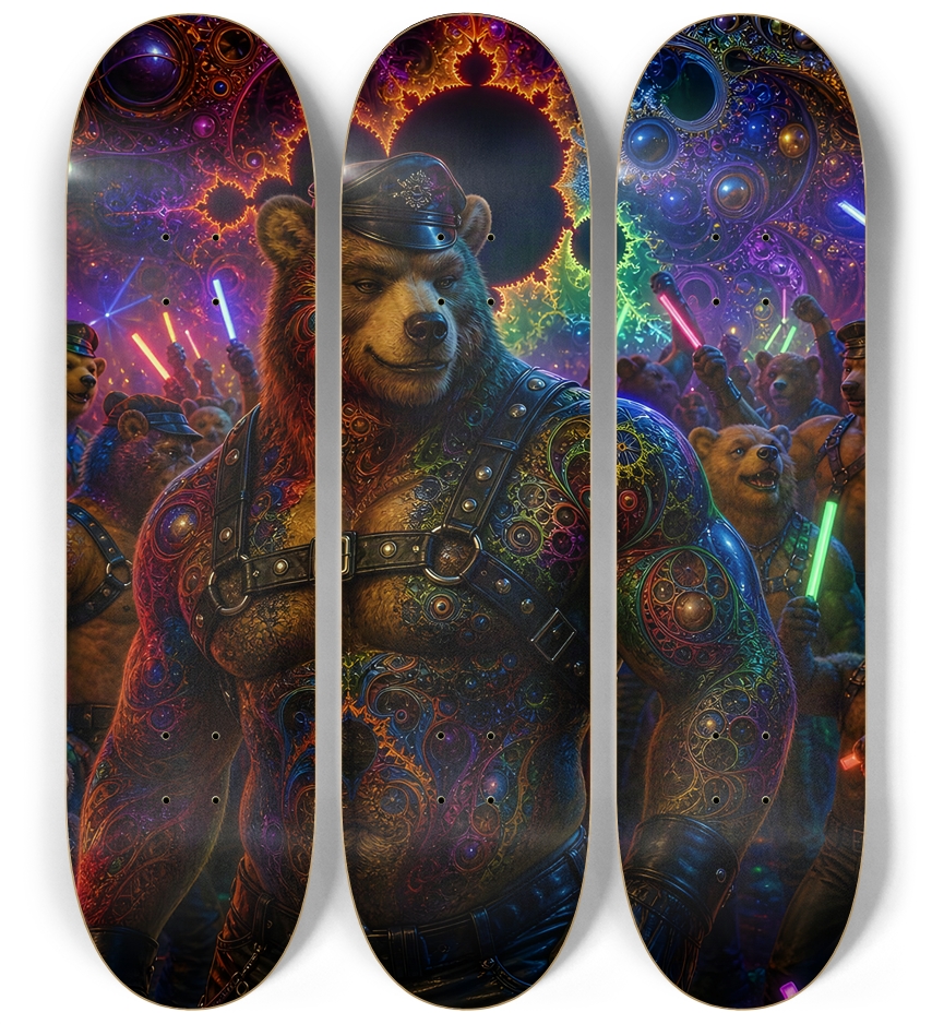 Psychedelic Fractal Brown Leather Bears #16