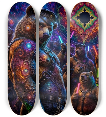 Psychedelic Fractal  Brown Leather Bears #4