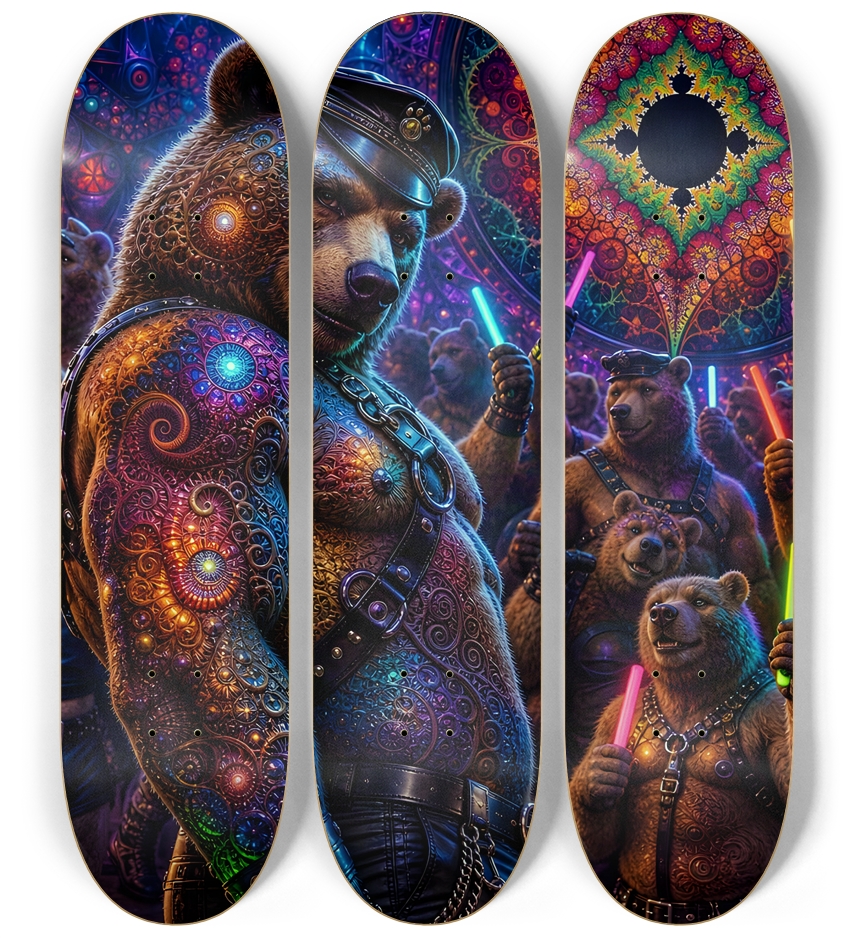 Psychedelic Fractal  Brown Leather Bears #4