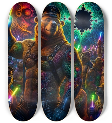 Psychedelic Fractal Brown Leather Bears #8