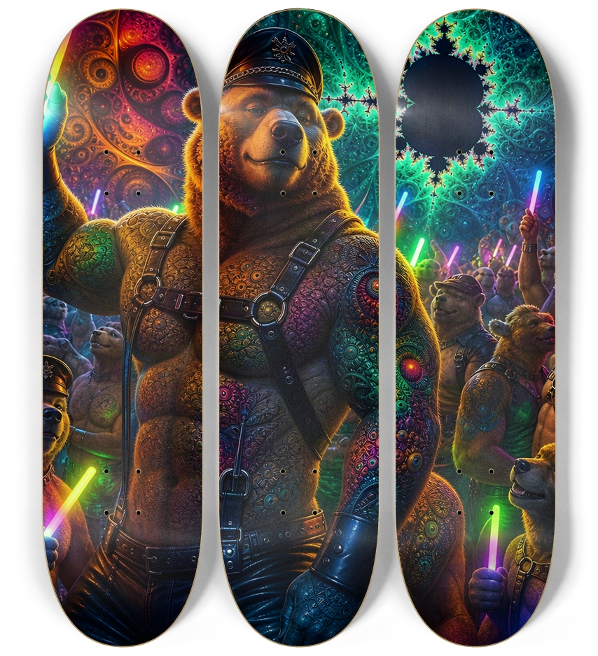 Psychedelic Fractal Brown Leather Bears #8