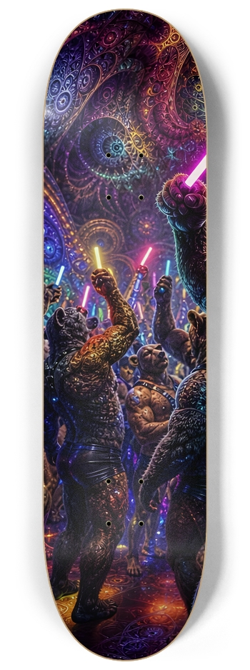 Psychedelic Fractal Brown Leather Bears #20 #1 8-1/4 Skateboard Deck