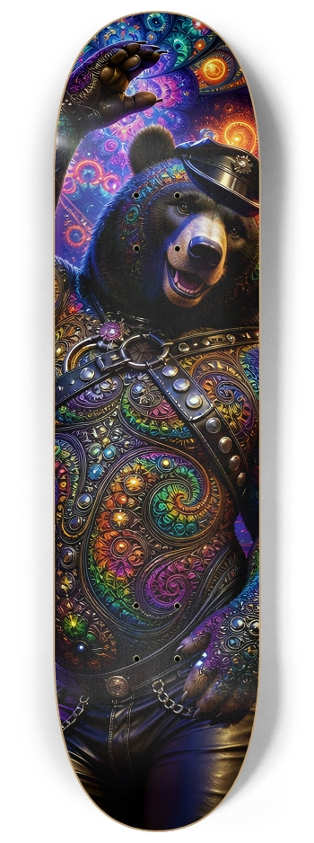 Psychedelic Fractal Leather Bears #13 #2 8-1/4 Skateboard Deck