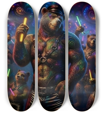 Psychedelic Fractal Brown Leather Bears #2