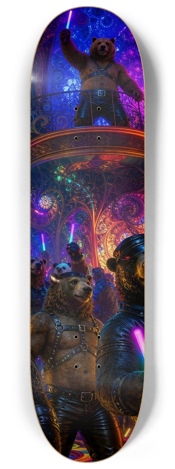 Psychedelic Fractal Leather Bears #30 #3 8-1/4 Skateboard Deck