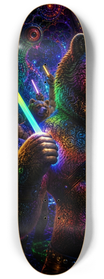 Psychedelic Fractal Brown Leather Bears #6 #1 8-1/4 Skateboard Deck