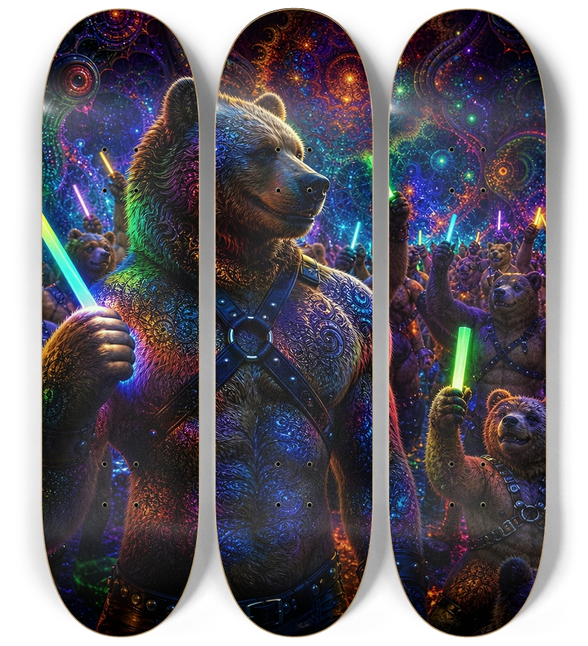 Psychedelic Fractal Brown Leather Bears #6