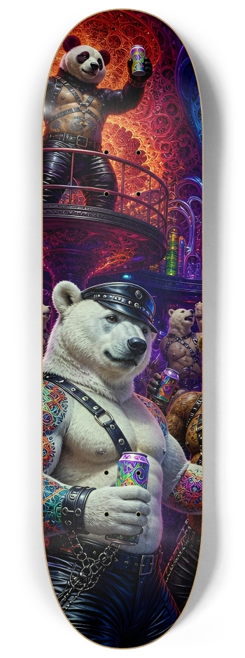 Psychedelic Fractal Leather Bears #10 #1 8-1/4 Skateboard Deck