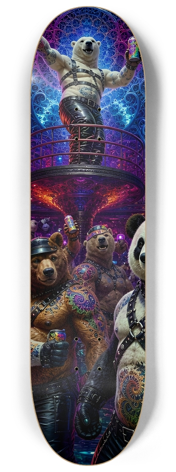 Psychedelic Fractal Leather Bears #10 #2 8-1/4 Skateboard Deck