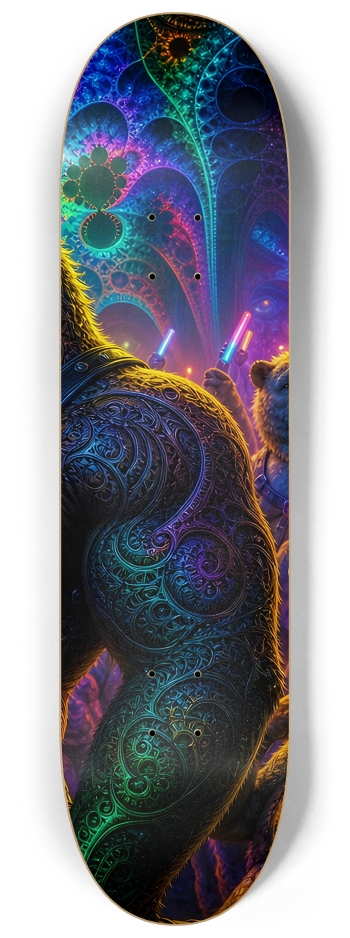 Psychedelic Fractal Brown Leather Bears #5 #3 8-1/4 Skateboard Deck