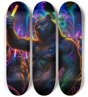 Psychedelic Fractal Brown Leather Bears #5