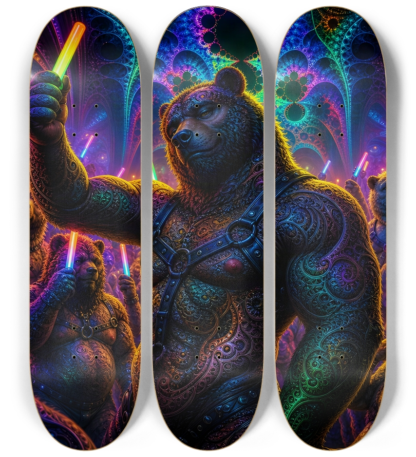 Psychedelic Fractal Brown Leather Bears #5