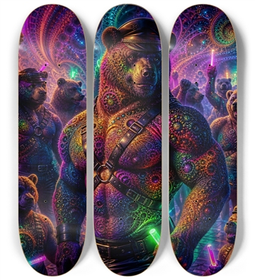 Psychedelic Fractal Brown Leather Bears #14