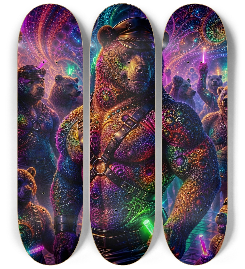 Psychedelic Fractal Brown Leather Bears #14