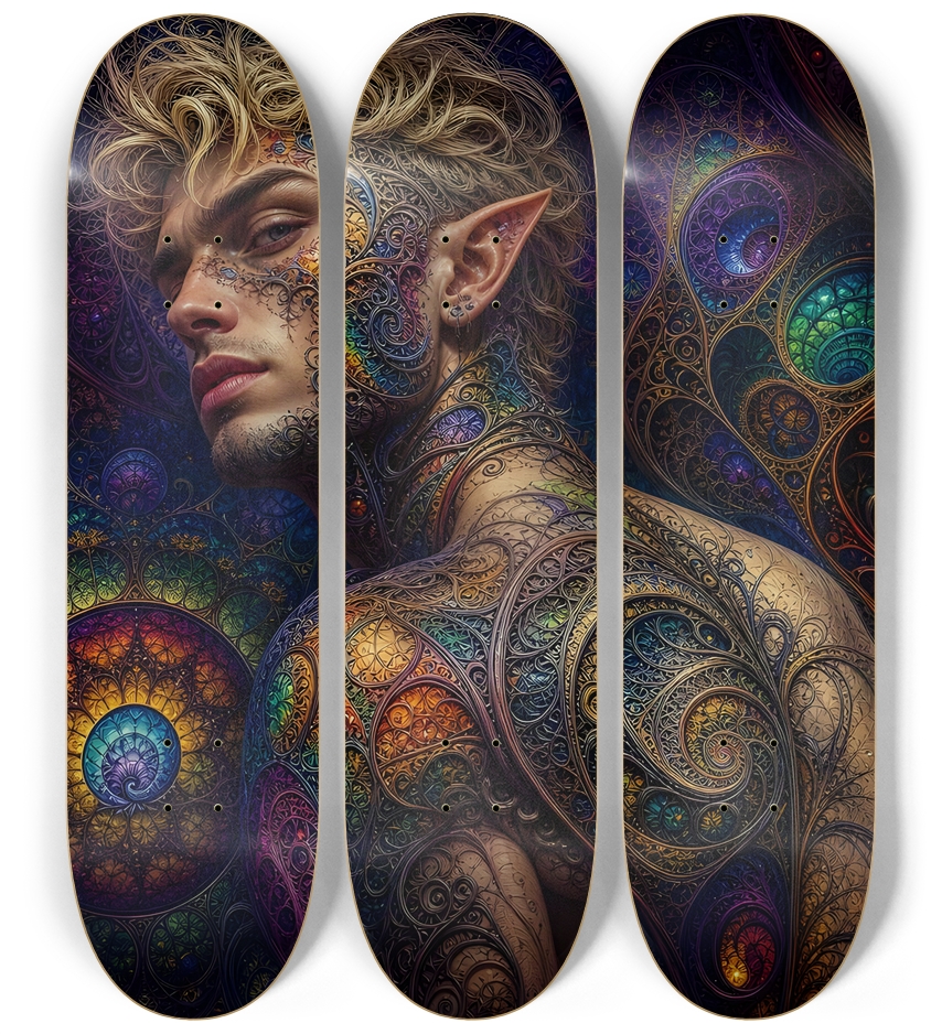 Psychedelic Fractal Bleach Blonde Elf #26 3 Deck Wall Series