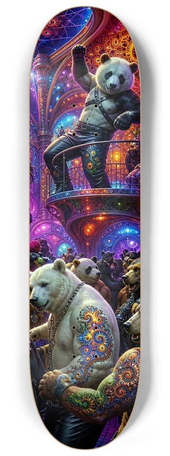 Psychedelic Fractal Leather Bears #20 #3 8-1/4 Skateboard Deck