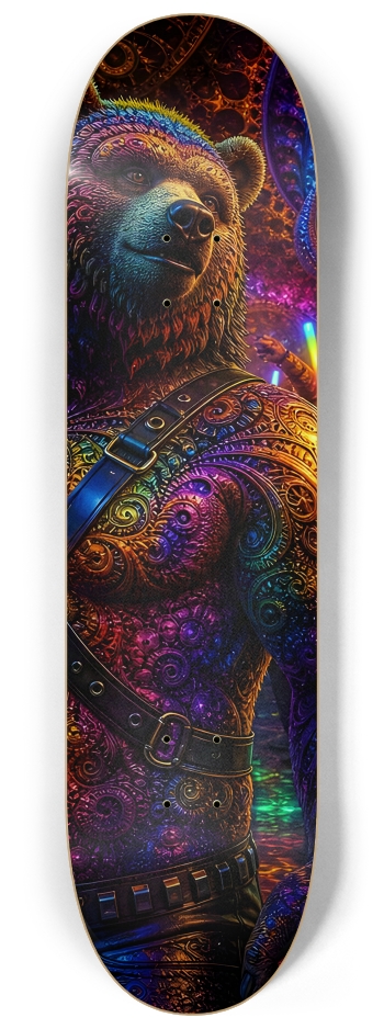 Psychedelic Fractal Brown Leather Bears #25 #2 8-1/4 Skateboard Deck