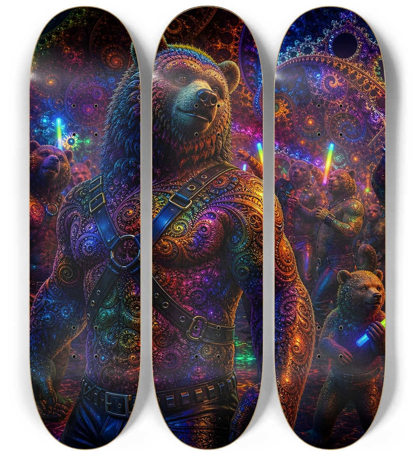 Psychedelic Fractal Brown Leather Bears #25