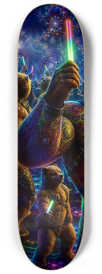 Psychedelic Fractal Brown Leather Bears #30 #1 8-1/4 Skateboard Deck