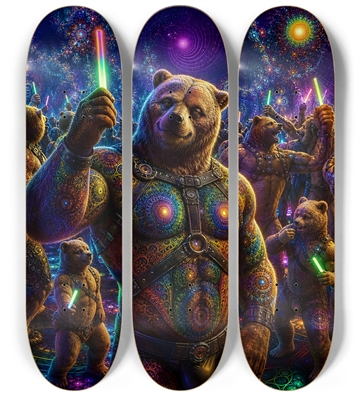 Psychedelic Fractal Brown Leather Bears #30
