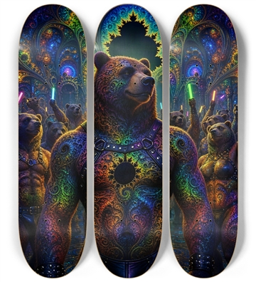 Psychedelic Fractal Brown Leather Bears #29