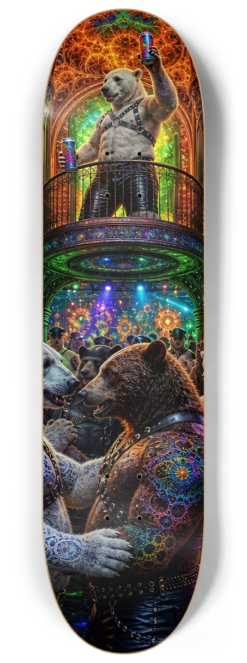 Psychedelic Fractal Leather Bears #5 #2 8-1/4 Skateboard Deck