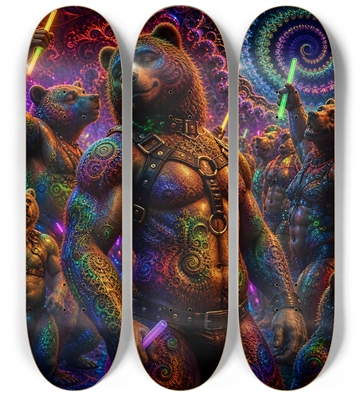 Psychedelic Fractal Brown Leather Bears #18