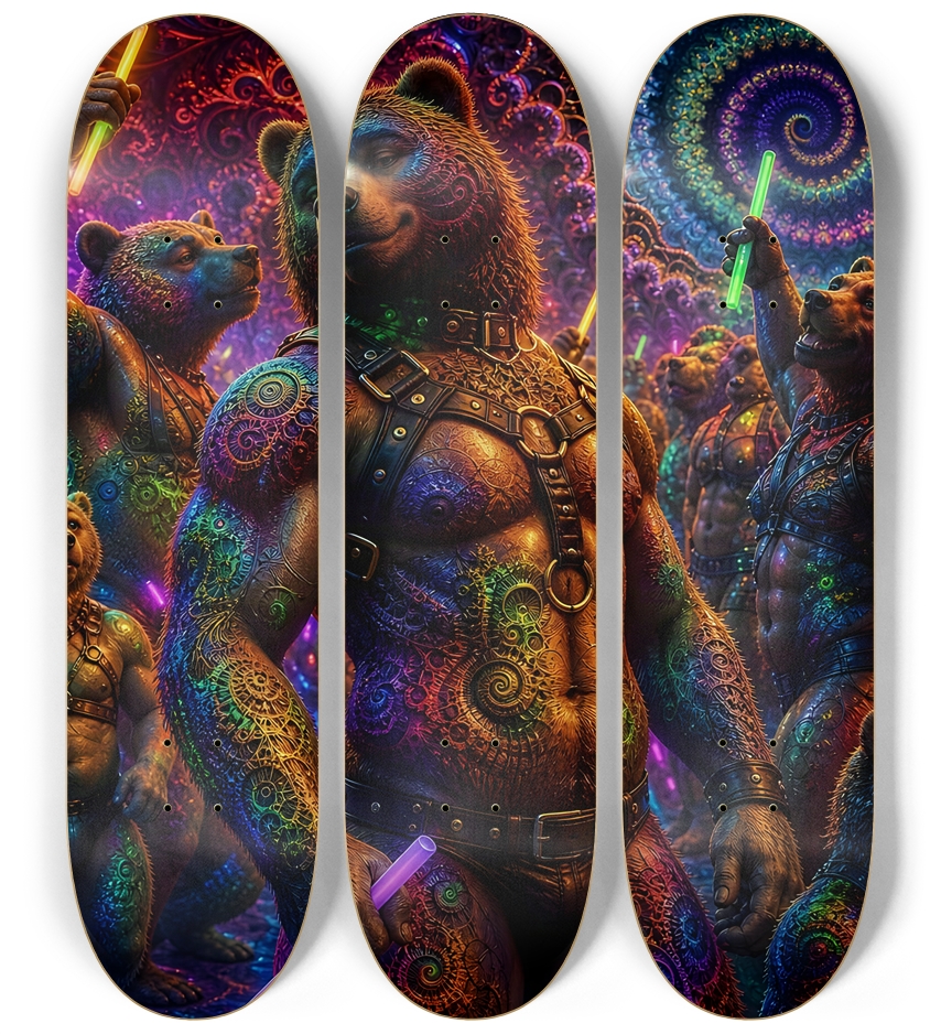 Psychedelic Fractal Brown Leather Bears #18