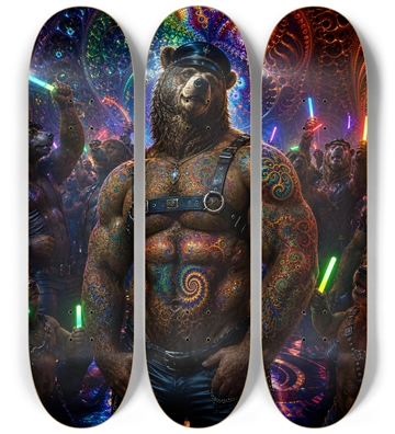Psychedelic Fractal Brown Leather Bears #9