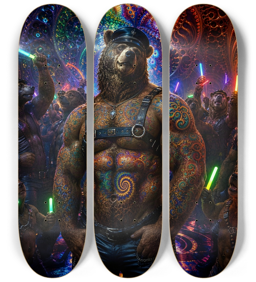 Psychedelic Fractal Brown Leather Bears #9