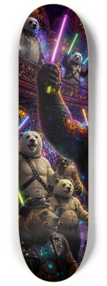 Psychedelic Fractal Leather Bears #21 #1 8-1/4 Skateboard Deck