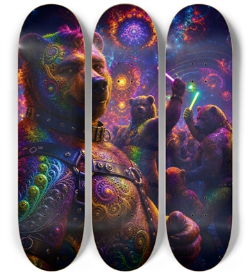 Psychedelic Fractal Brown Leather Bears #17
