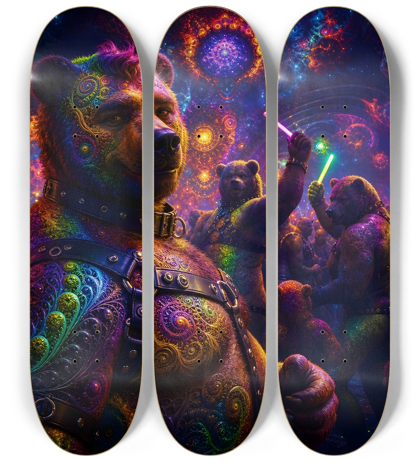Psychedelic Fractal Brown Leather Bears #17