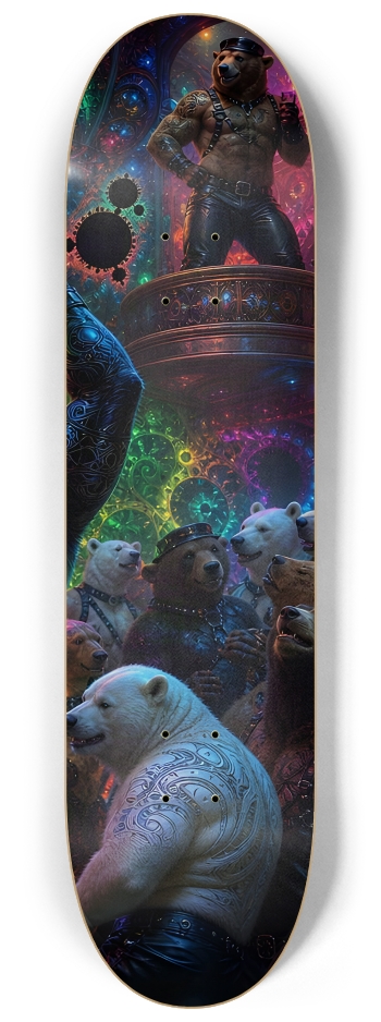 Psychedelic Fractal Leather Bears #32 #3 8-1/4 Skateboard Deck
