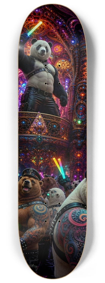 Psychedelic Fractal Leather Bears #19 #1 8-1/4 Skateboard Deck