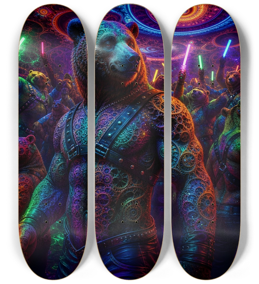 Psychedelic Fractal Brown Leather Bears #32