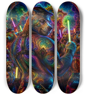 Psychedelic Fractal Brown Leather Bears #27