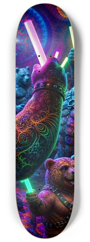 Psychedelic Fractal Brown Leather Bears #23 #3 8-1/4 Skateboard Deck
